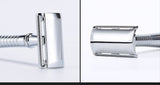 Chrome Long Handle Men's Barber Shaving Safety Blade Razor Classic Stainless Shaver +5 Blades +Case
