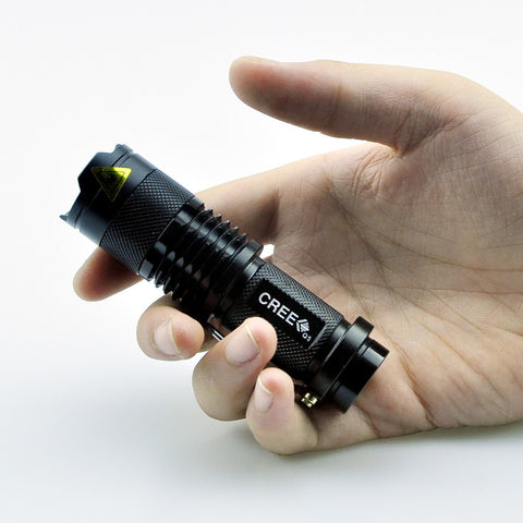 Mini Black CREE 2000LM Waterproof LED Flashlight 3 Modes Zoomable