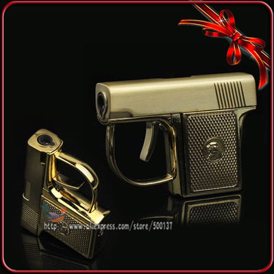 Mini Novelty Metal Pistol Jet Flame Windproof gun Lighter With Box
