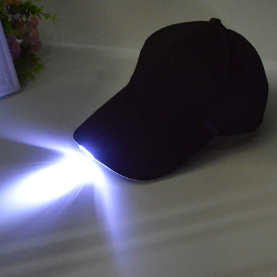 Black LED Flashlight Hat Bike Cycling Caps Night Walking Hiking Fishing Hunting Hats