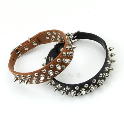 Adjustable PU Leather Rivet Spiked Studded Pet Puppy Dog Collar Neck Strap