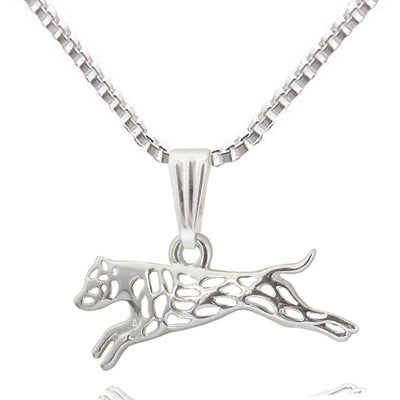 Leaping Animal Silver Plated Necklaces Dog Pitbull Charm For Pet Lovers Dog Jewelry Store