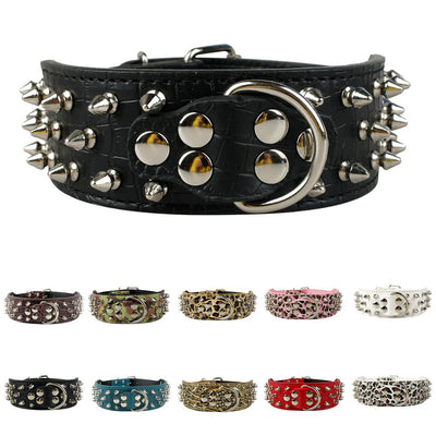 9 Colors Spiked Studded Pu Leather Pet Dog Collar For Pitbull Mastiff 4 Size for Many Breeds