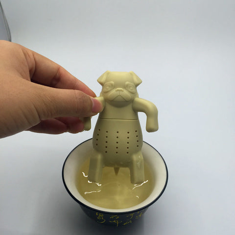 1Piece Lovely Tea Strainers Pug In A Mug Silicone Tea Infuser