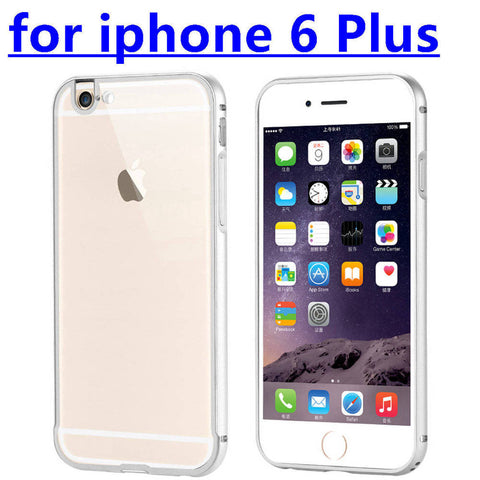 Apple iphone 6 4.7 / i6 Plus 5.5 Metal Aluminum + Clear Transparent Acrylic Hard Back Cover Armor Shockproof