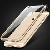 Apple iphone 6 4.7 / i6 Plus 5.5 Metal Aluminum + Clear Transparent Acrylic Hard Back Cover Armor Shockproof