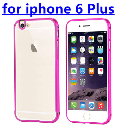 Apple iphone 6 4.7 / i6 Plus 5.5 Metal Aluminum + Clear Transparent Acrylic Hard Back Cover Armor Shockproof