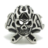 1pc Cool Fashion Punk Style Big Skull Wrench New Ring 316L Stainless Steel Hot Selling Ring