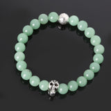 8mm natural stones skull bracelet