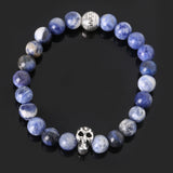 8mm natural stones skull bracelet