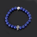 8mm natural stones skull bracelet