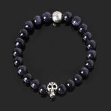 8mm natural stones skull bracelet