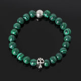 8mm natural stones skull bracelet