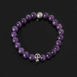 8mm natural stones skull bracelet