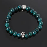 8mm natural stones skull bracelet