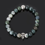 8mm natural stones skull bracelet