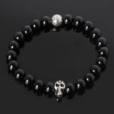 8mm natural stones skull bracelet