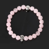 8mm natural stones skull bracelet