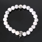 8mm natural stones skull bracelet