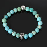 8mm natural stones skull bracelet