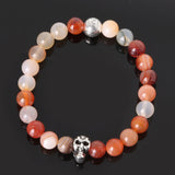 8mm natural stones skull bracelet