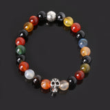 8mm natural stones skull bracelet