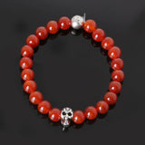 8mm natural stones skull bracelet