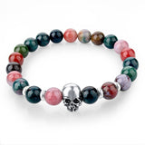 natural stones skull bracelet- Many colors to choose