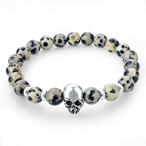 natural stones skull bracelet- Many colors to choose