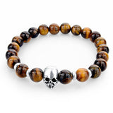 natural stones skull bracelet- Many colors to choose