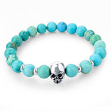 natural stones skull bracelet- Many colors to choose