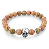 natural stones skull bracelet- Many colors to choose