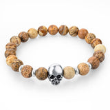 natural stones skull bracelet- Many colors to choose