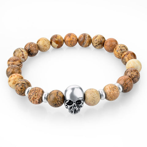 natural stones skull bracelet- Many colors to choose