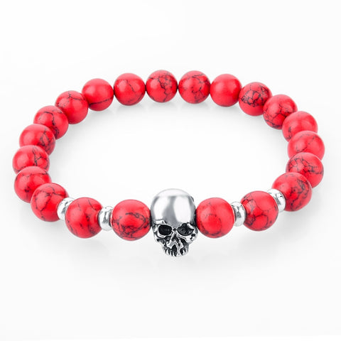 natural stones skull bracelet- Many colors to choose