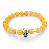 natural stones skull bracelet- Many colors to choose