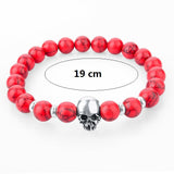 natural stones skull bracelet- Many colors to choose