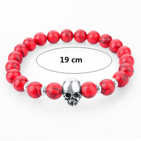 natural stones skull bracelet- Many colors to choose