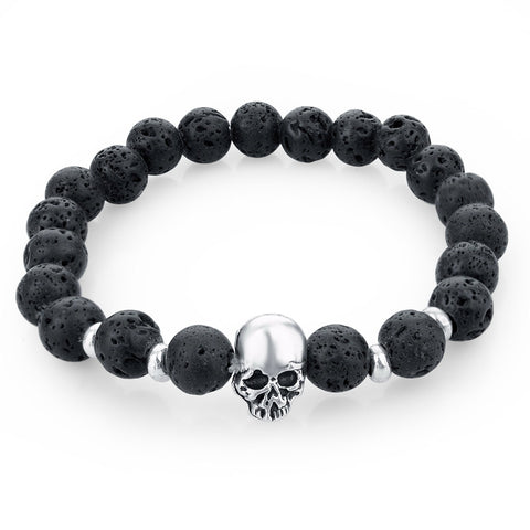 natural stones skull bracelet- Many colors to choose