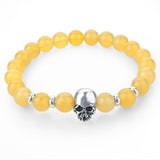 natural stones skull bracelet- Many colors to choose