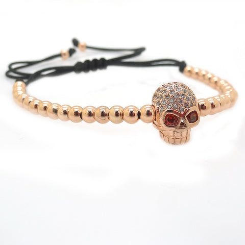 Men Bracelets,Pave Setting CZ Gun Black Skull Head