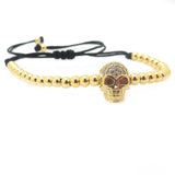 Men Bracelets,Pave Setting CZ Gun Black Skull Head