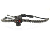 Men Bracelets,Pave Setting CZ Gun Black Skull Head