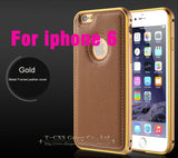 Leather and metalic Cover Case For iPhone 5 5S Phone Bag Ultra thin close fitted Phone Cover case