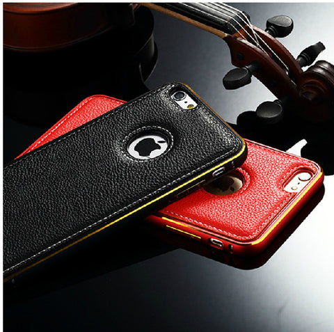 Leather and metalic Cover Case For iPhone 5 5S Phone Bag Ultra thin close fitted Phone Cover case