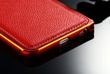 Leather and metalic Cover Case For iPhone 5 5S Phone Bag Ultra thin close fitted Phone Cover case