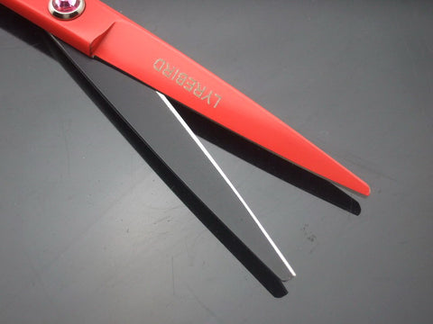 Hair scissors Red and Black scissors tail pin 5.5 INCH LYREBIRD tijeras peluquero pink stone