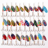 Hot 30pcs/lot Spinners Fishing Lure Mixed color/Size/Weight Metal Spoon Lures hard bait fishing tackle