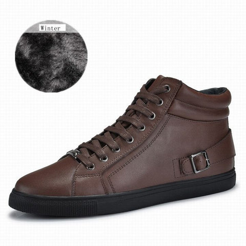 Handmade Genuine leather warm fur plus size men winter shoes,full grain leather Super warm men winter shoes for Russian