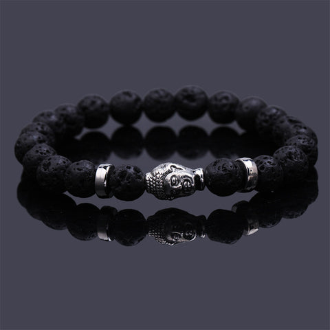 black Lava stone buddha bracelet Many colors to choose!